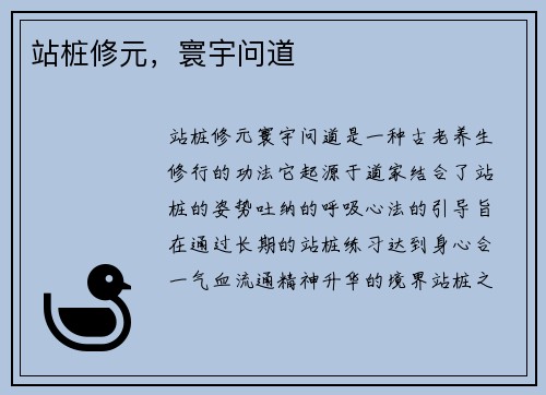 站桩修元,寰宇问道